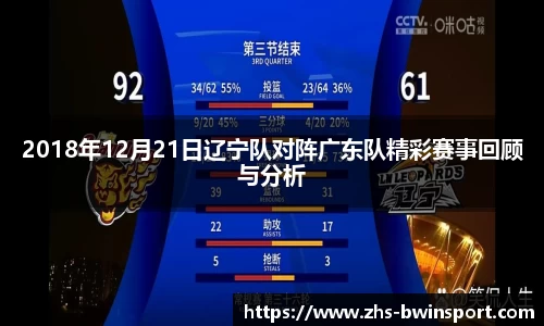 2018年12月21日辽宁队对阵广东队精彩赛事回顾与分析